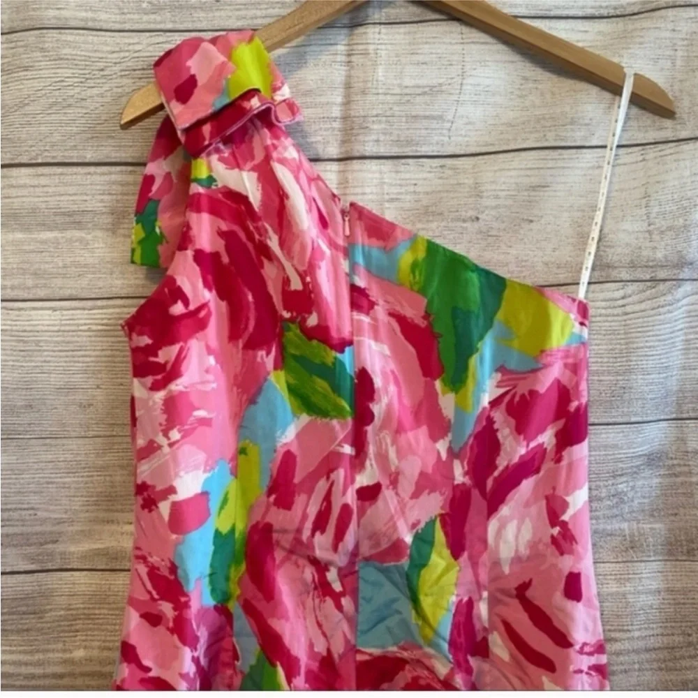 Lilly Pulitzer Pink and Green One-Shoulder Dress - Picture 4 of 6